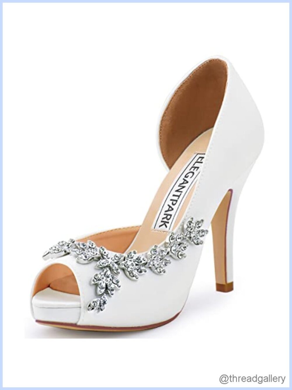 ELEGANTPARK Platform Wedding Heels Peep Toe Satin Pumps Bride